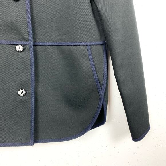 J.Crew Womens Mandarin Collar Tipped Twill Button Up Jacket Black Navy Accent 00 - Picture 5 of 16